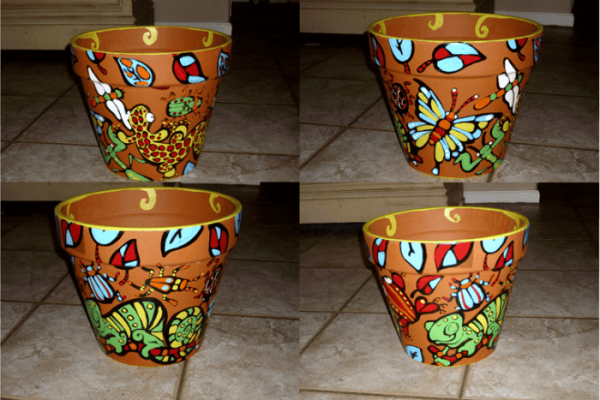 Painting terracotta plant pots