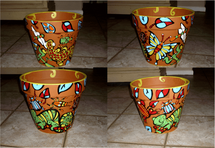 Painting terracotta plant pots